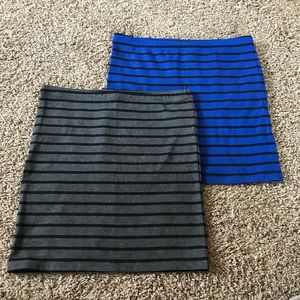 Blue&black, Grey&black striped mini skirts